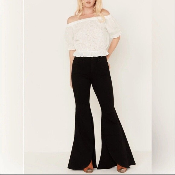 SHYANNE Women’s High Rise Super Flare Tulip Jeans Black 28 X 36 Western Country - Picture 2 of 16